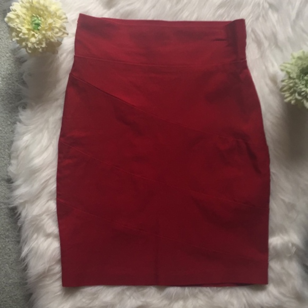 Red High Waisted Skirt (worn once)